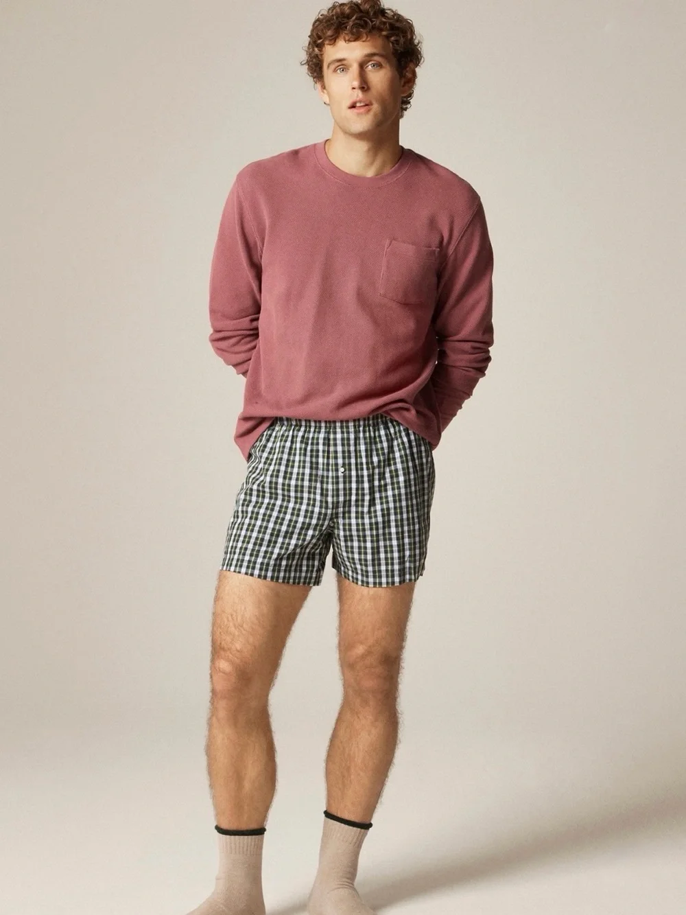 Crew Men’s Patterned Cotton Boxers – Size M